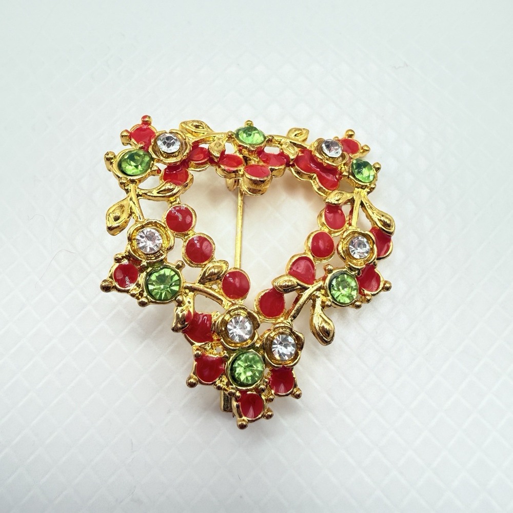Vintage Holiday Brooches & Scatter Pins Lot of 6 Christmas Tree Wreaths - Picture 5 of 12